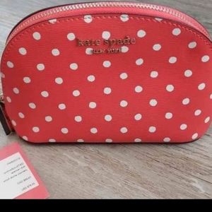 Kate spade small dome cosmetic bag New with tags Spencer dots. makeup